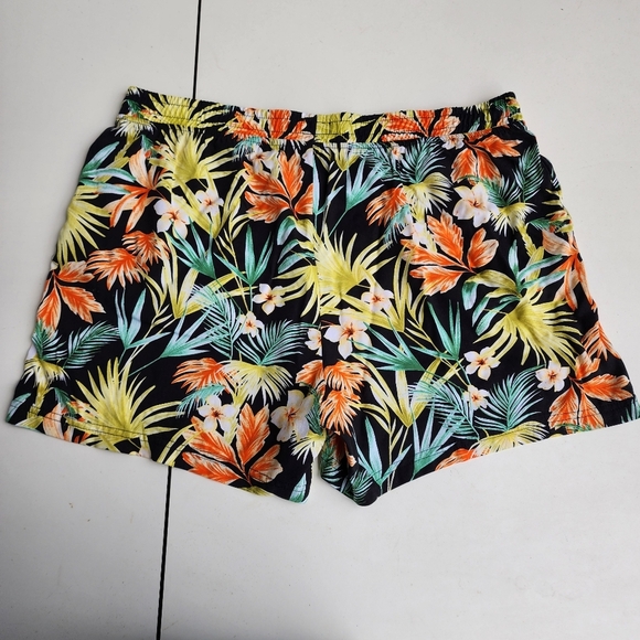 Carribean Joe Tropical Print Shorts Comfort Stretch Hawaiian Black Yellow XL - Picture 8 of 9